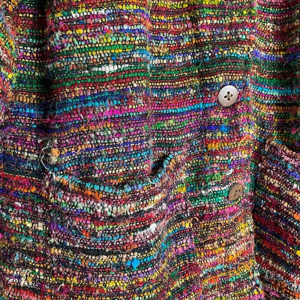 THE TERRITORY AHEAD Multi Colored Silk Jacket lightly worn sz M! - Picture 10 of 12